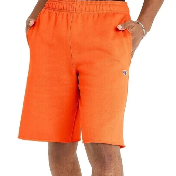 Champion Mens 10" Fleece Drawstring Sweat Shorts Laser Orange MEDIUM - Picture 1 of 3